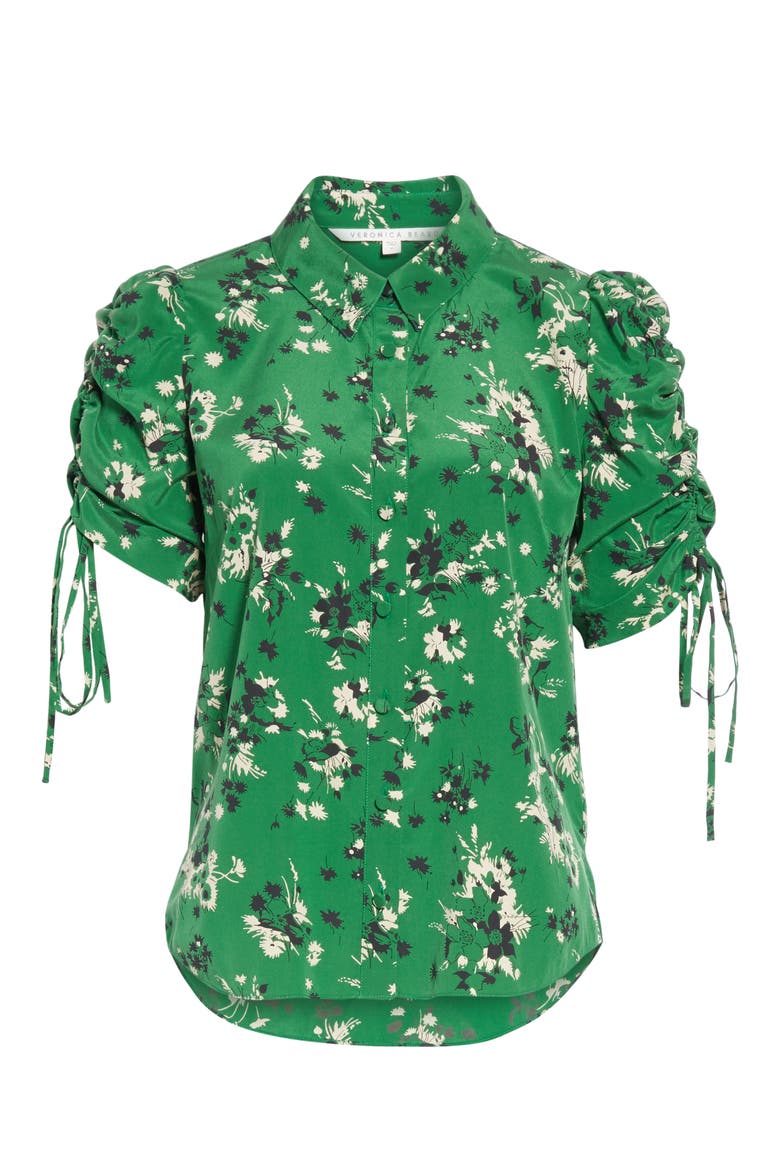 Carmine Ruched Sleeve Blouse, Alternate, color, GREEN MULTI