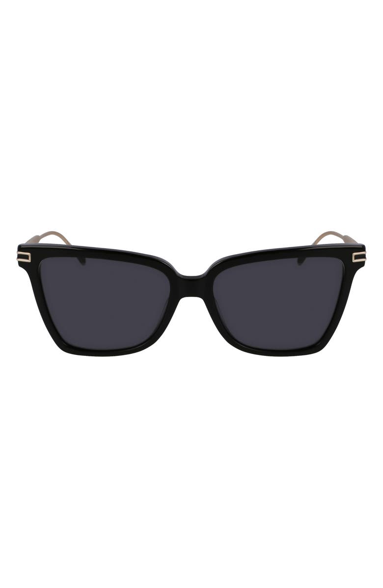 FERRAGAMO Gancini 56mm Butterfly Sunglasses, Main, color, Black