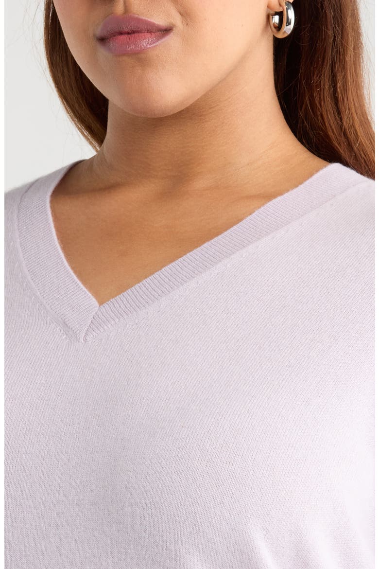 Cashmere V-Neck Sweater, Alternate, color, PURPLE EVENING