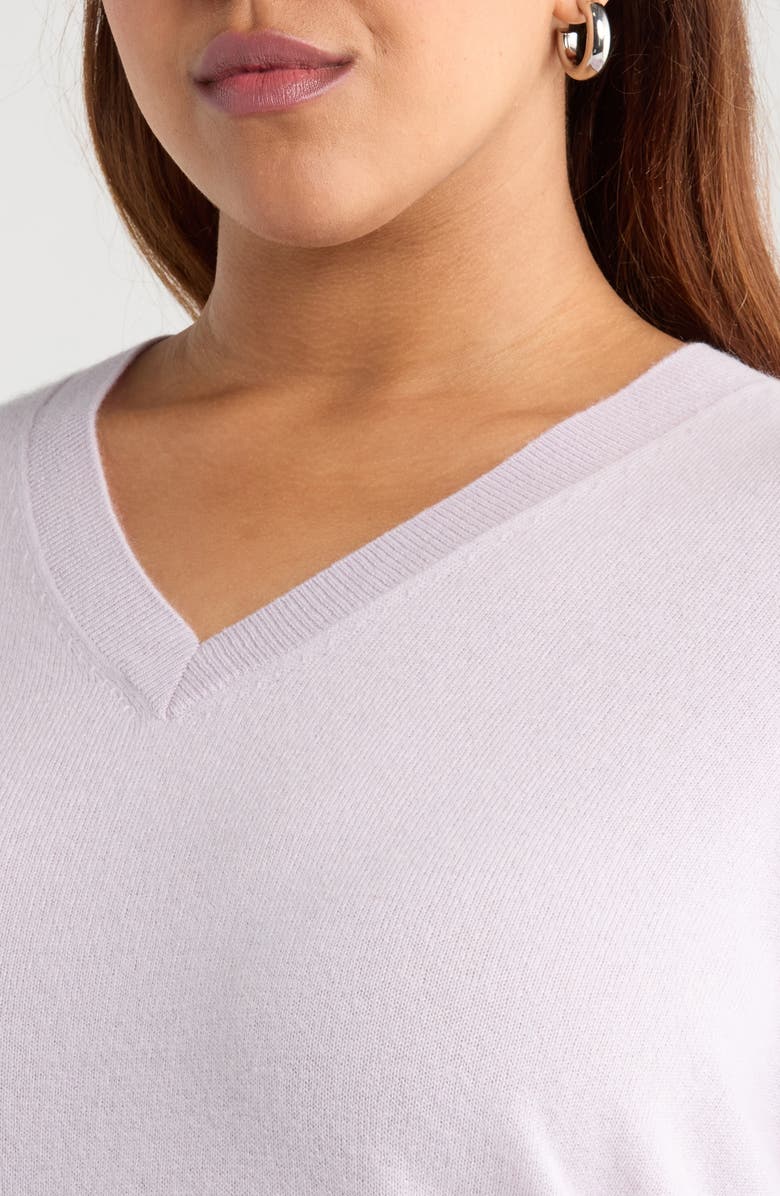 Nordstrom Cashmere V-Neck Sweater, Alternate, color, Purple Evening