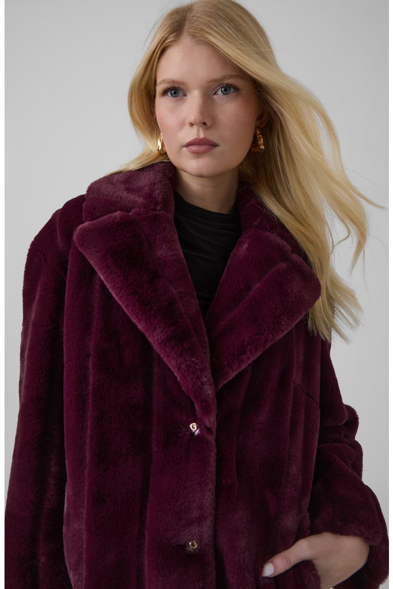Sophy Faux Fur Coat, Alternate, color, DARK PINK