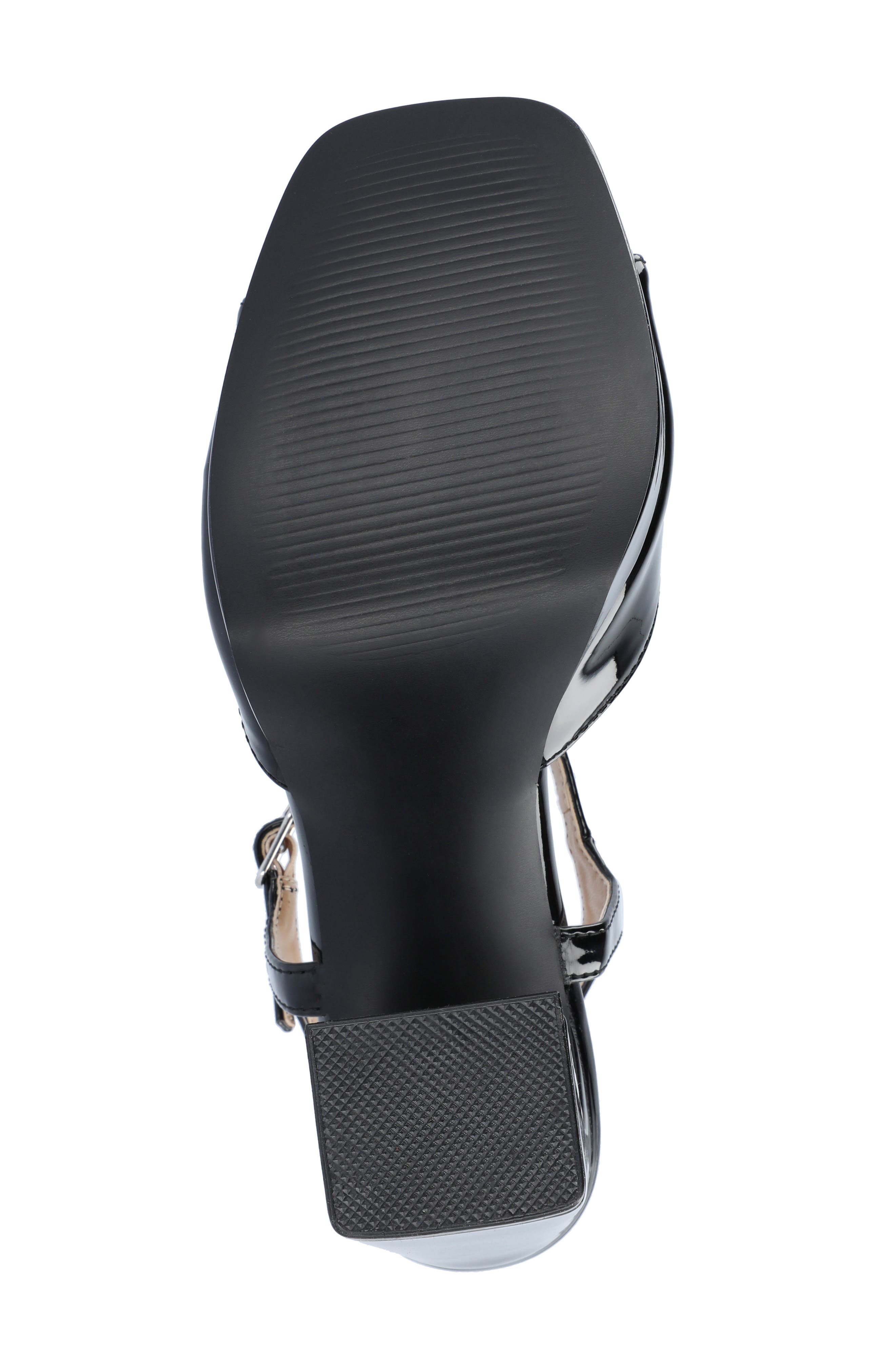 Journee Collection Ziarre Patent Block Heel Sandal, Alternate, color, Black