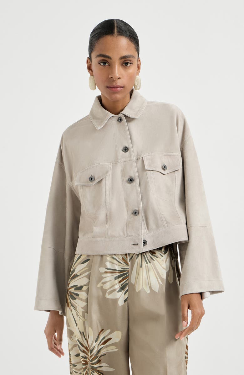 Brunello Cucinelli Couture suede jacket, Alternate, color, Grey