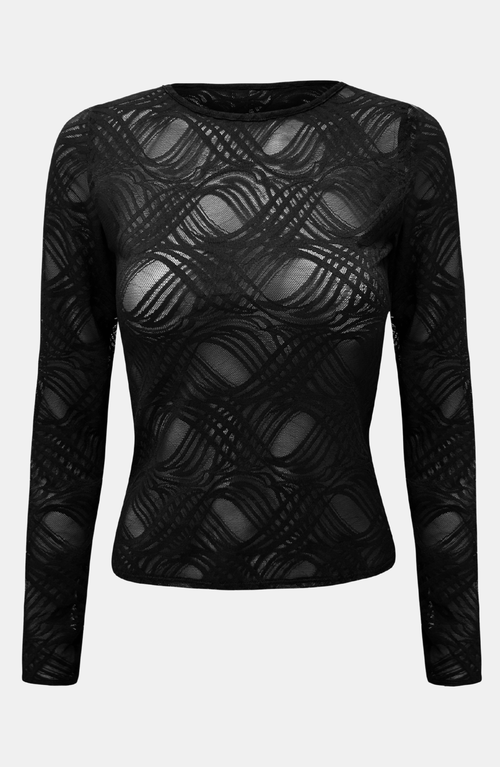 Ow Collection Women's Lucy Tie Neck Lace Top - Black In Black
