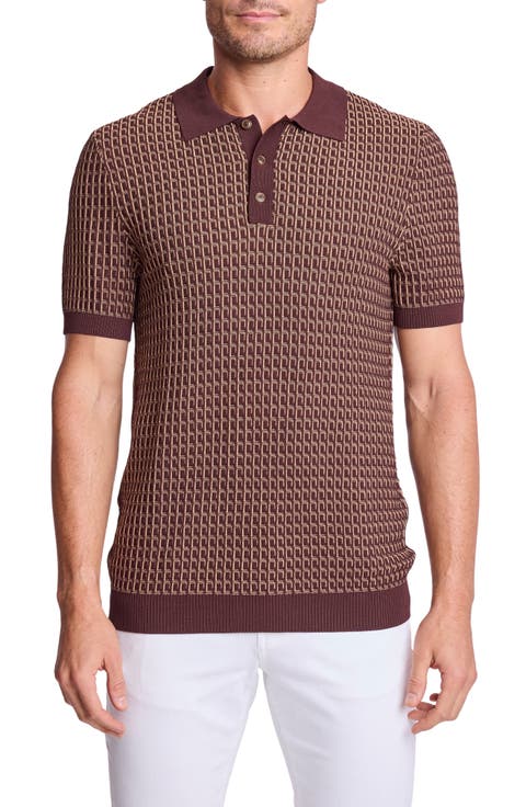 Trim Fit Geometric Knit Polo