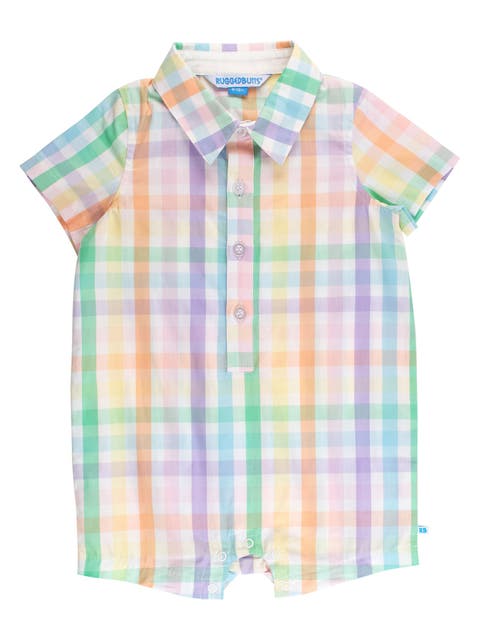 Baby Boys Woven Short Sleeve Button-Up Romper
