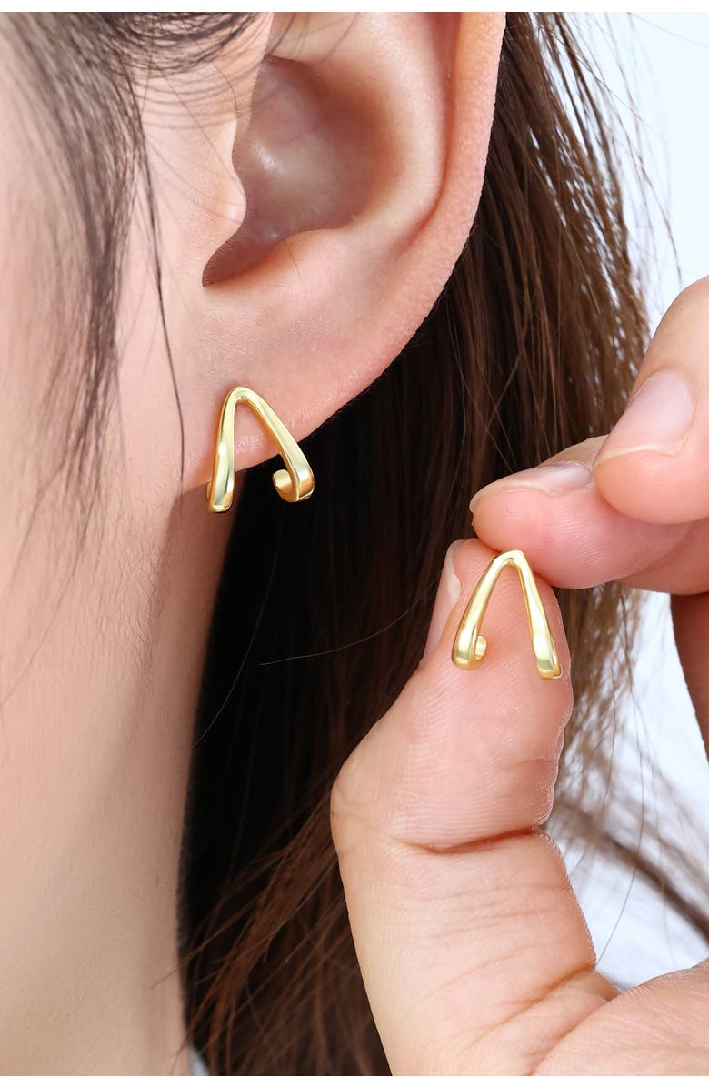 Mint & Lily Gold Wishbone Huggie Earrings, Alternate, color, 18K Gold Over Sterling Silver