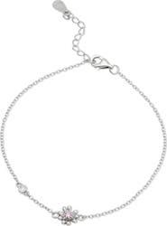 SAVVY CIE JEWELS Sterling Silver Cubic Zirconia Daisy Station Bracelet