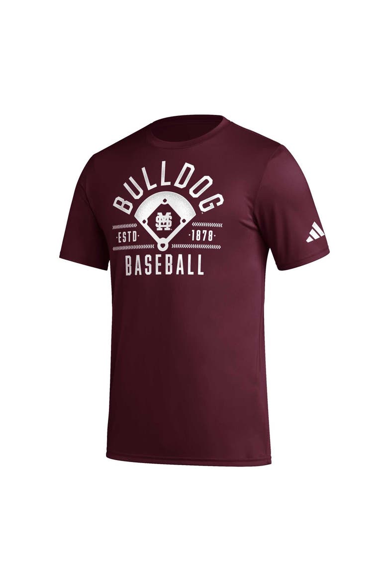 Men's adidas  Maroon Mississippi State Bulldogs Exit Velocity Baseball Pregame AEROREADY T-Shirt, Alternate, color, Maroon