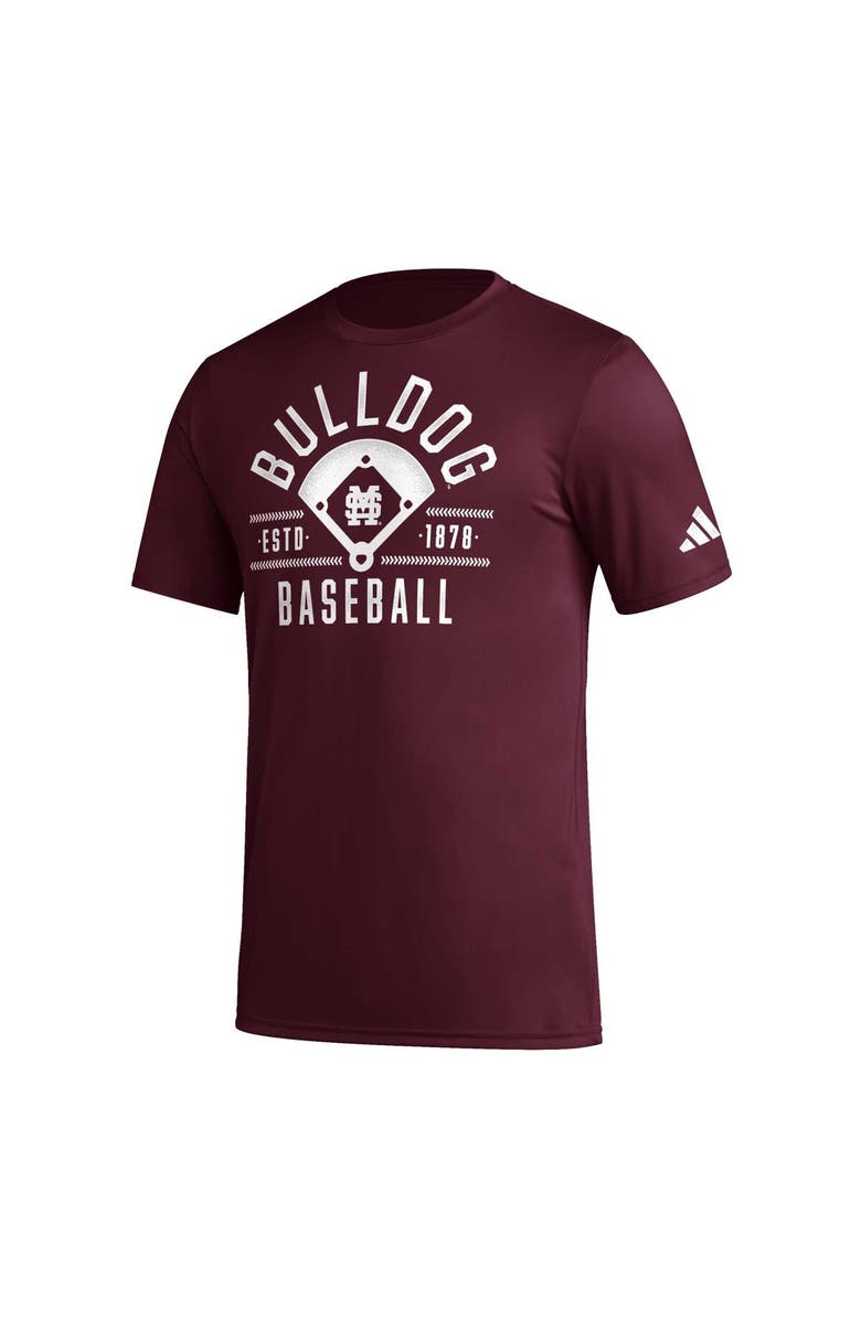 adidas Men's adidas  Maroon Mississippi State Bulldogs Exit Velocity Baseball Pregame AEROREADY T-Shirt, Alternate, color, Maroon