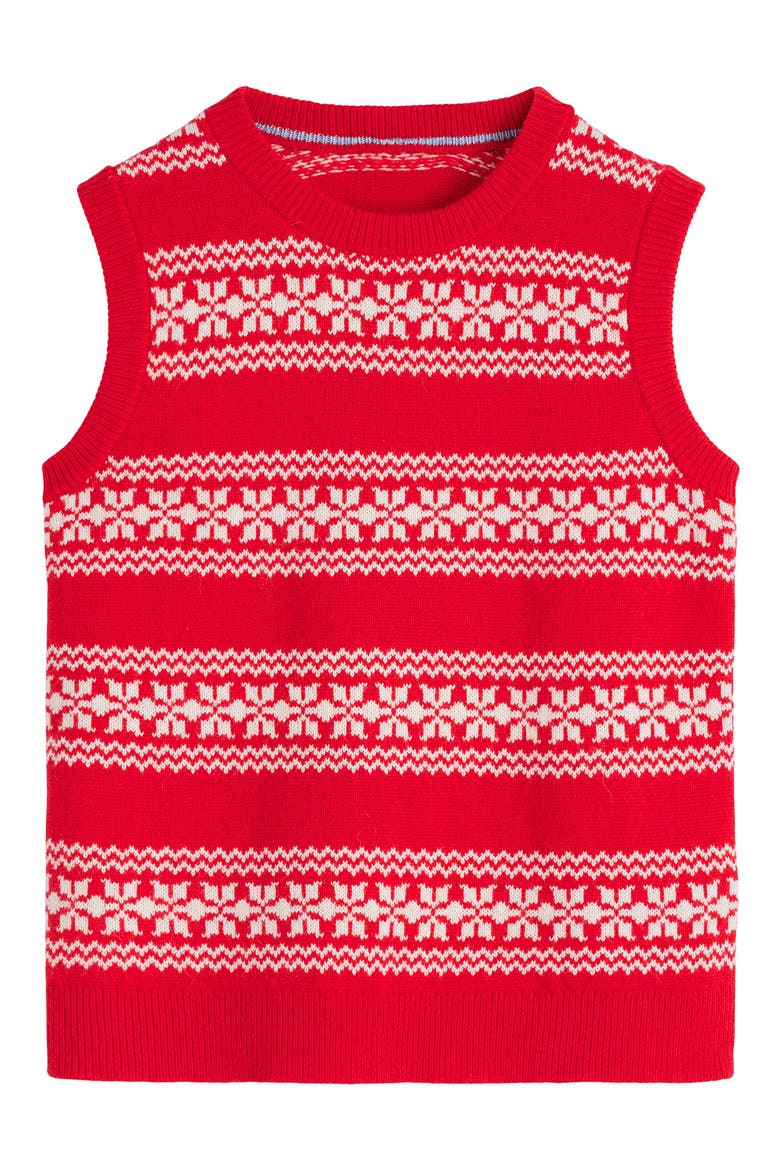 Edie Fair Isle Sweater Vest, Alternate, color, POPPY RED WARM IVORY