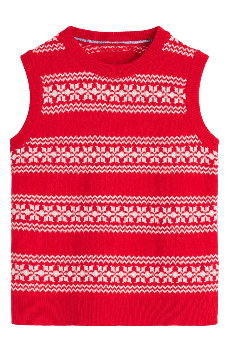 Boden Edie Fair Isle Sweater Vest, Alternate, color, Poppy Red Warm Ivory