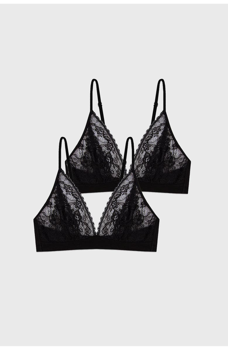 Stripe & Stare Eco Lace Triangle Two Pack, Main, color, Black