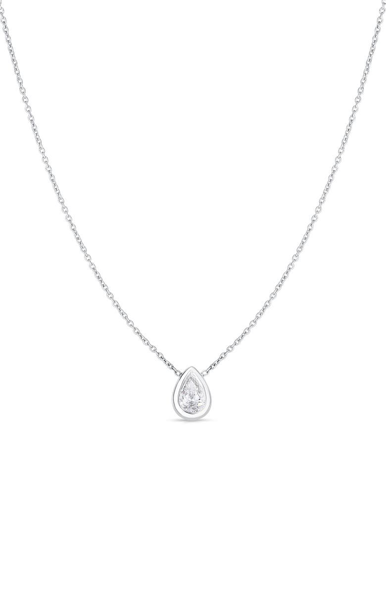 Roberto Coin Pear Cut Diamond Pendant Necklace, Main, color, White Gold