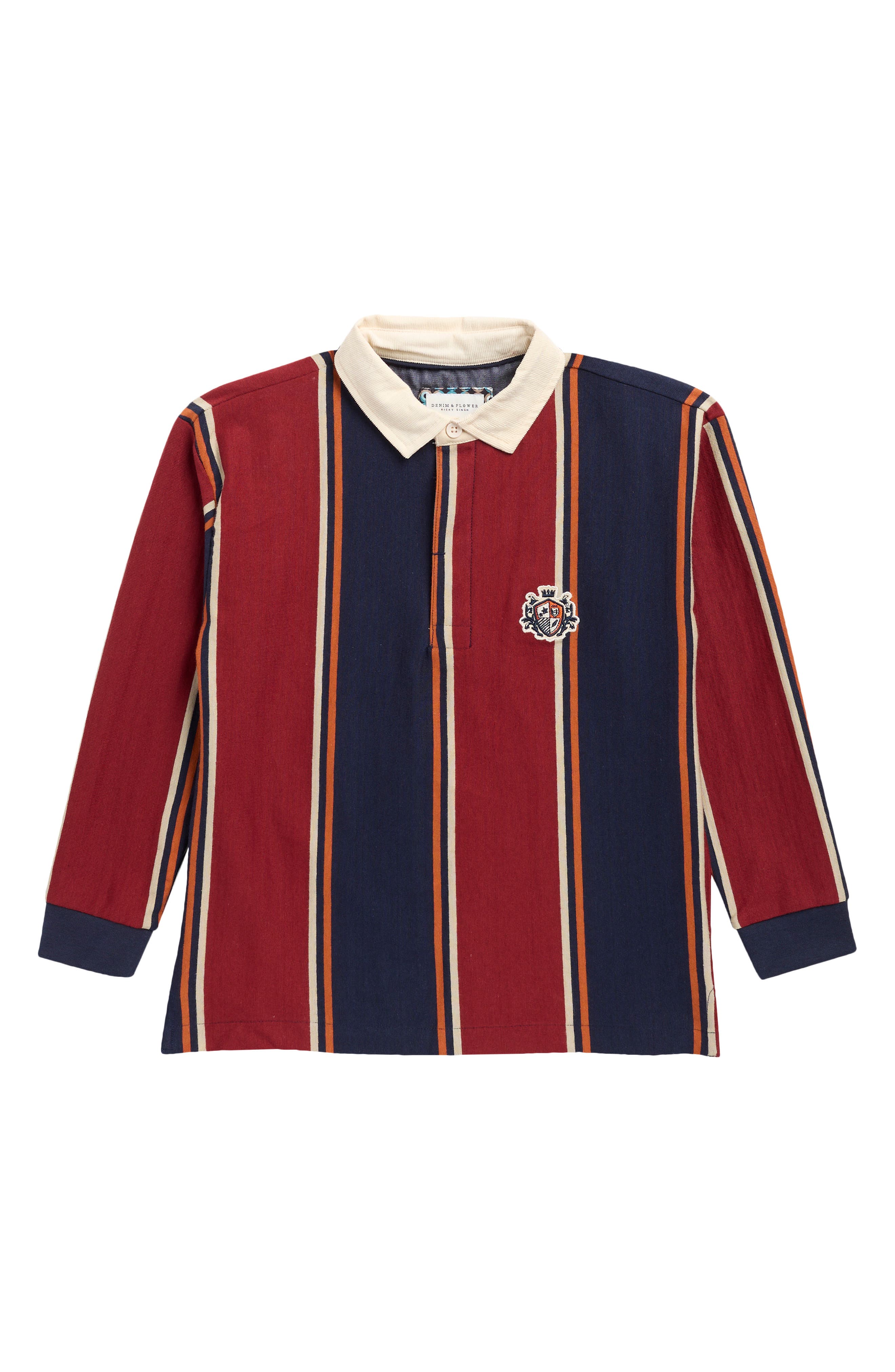 Kids' Vertical Stripe Long Sleeve Polo