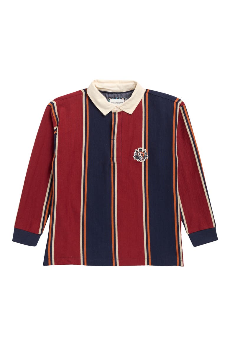 Kids' Vertical Stripe Long Sleeve Polo, Main, color, MULTI