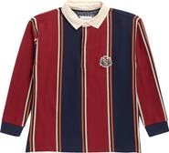 DENIM AND FLOWER Kids' Vertical Stripe Long Sleeve Polo