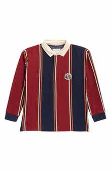 Kids' Vertical Stripe Long Sleeve Polo