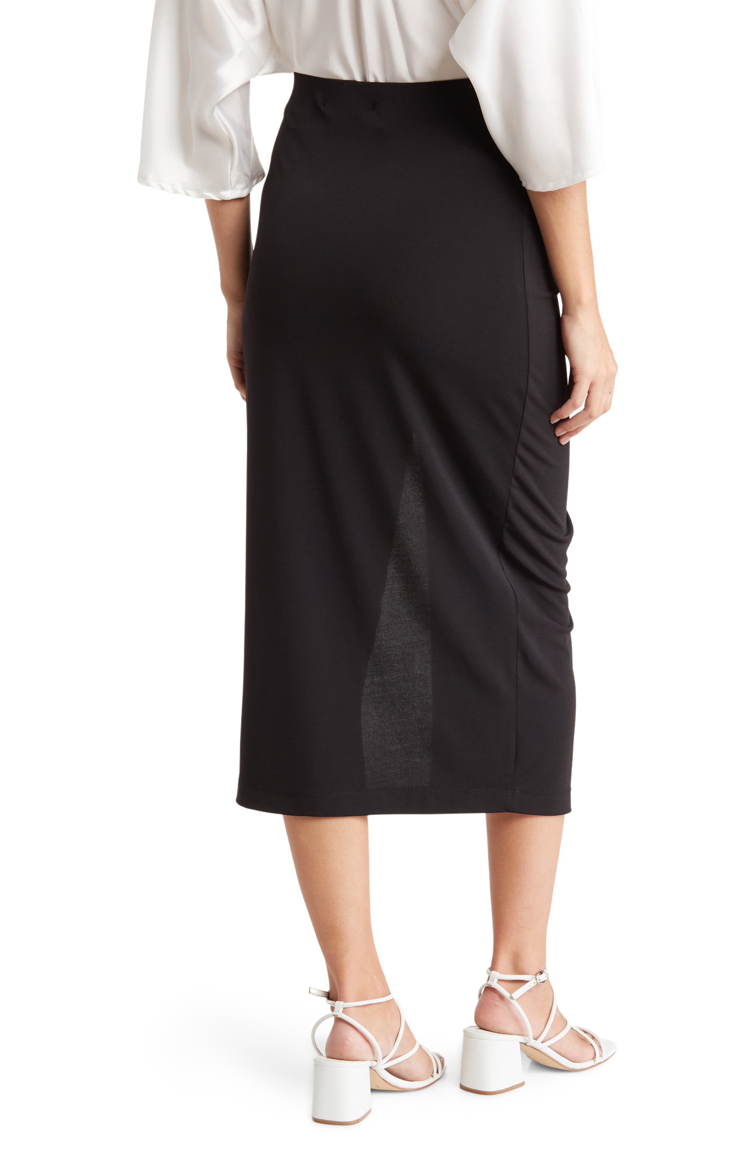 Ruched Solid Midi Skirt - image 2