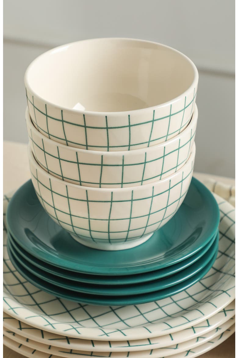Ash Stoneware 12-Piece Dinnerware Set, Alternate, color, Green