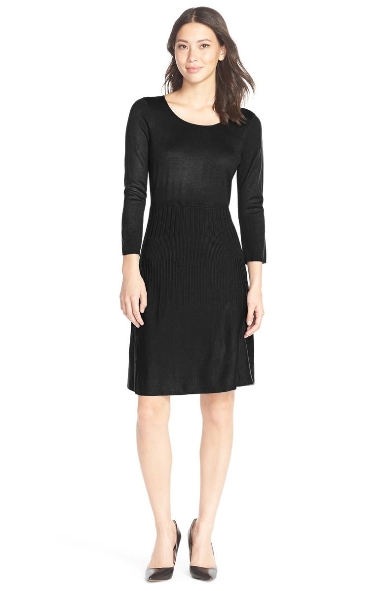 Marc New York Ribbed Fit & Flare Sweater Dress, Main, color, 