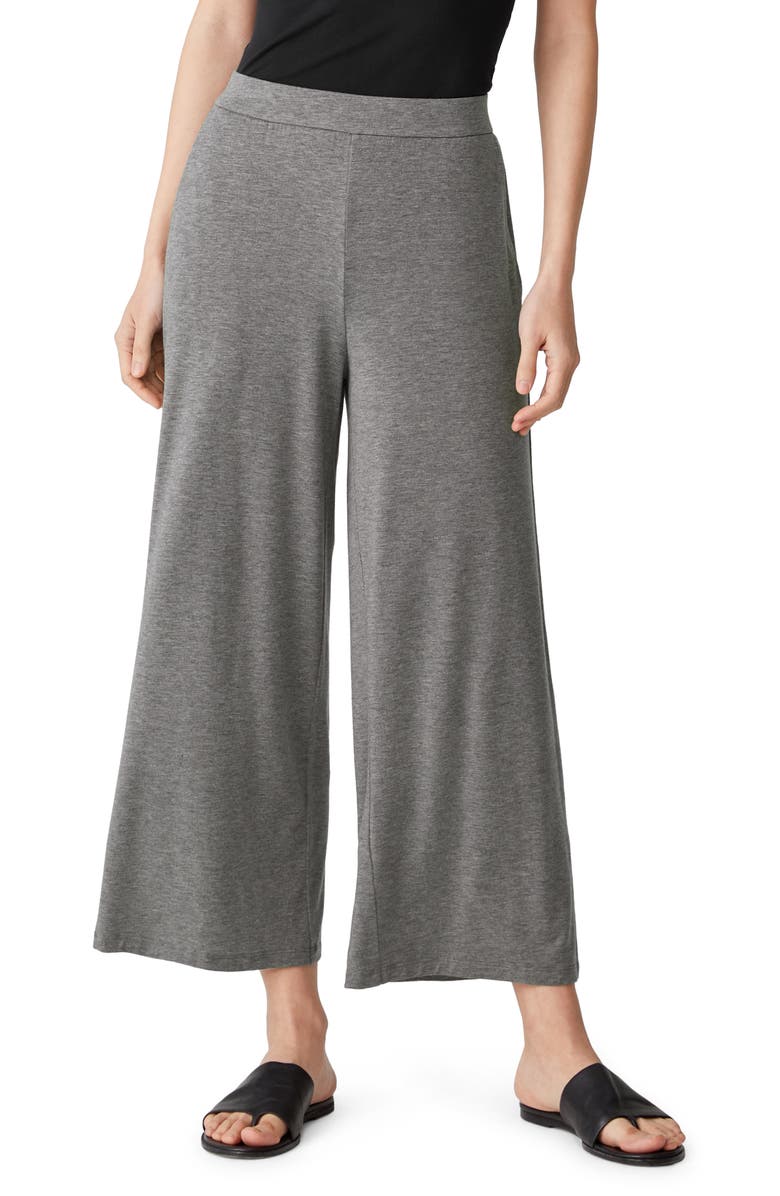 Eileen Fisher Crop Wide Leg Fine Jersey Pants, Main, color, 