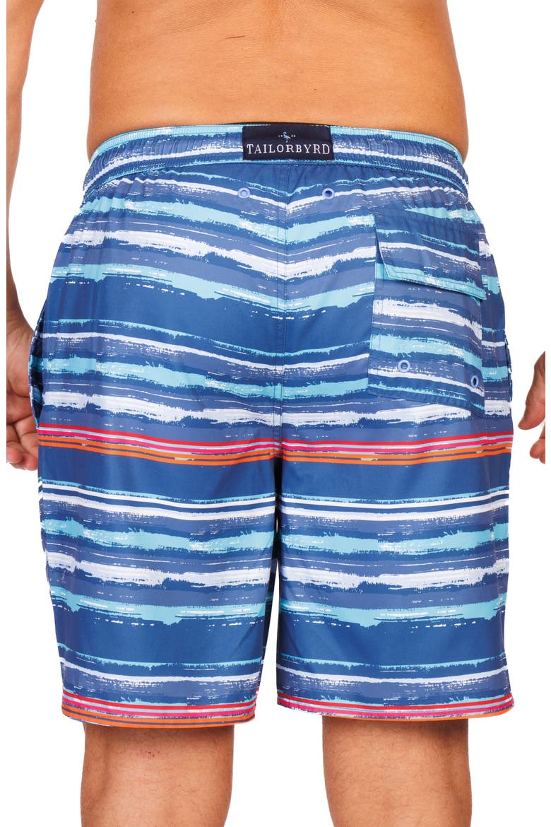 Abstract Stripe Swim Trunks, Alternate, color, BLUE MULTI