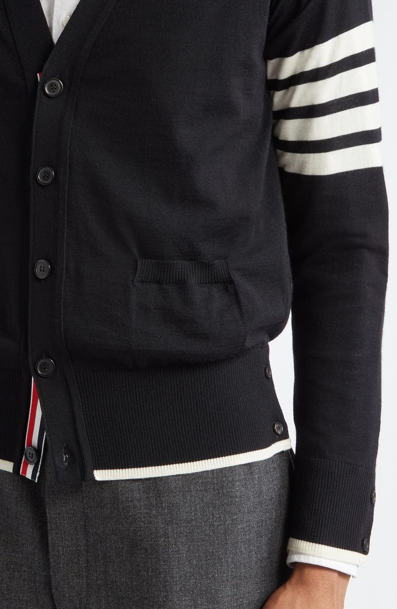 Thom Browne Virgin Wool Cardigan, Alternate, color, Black