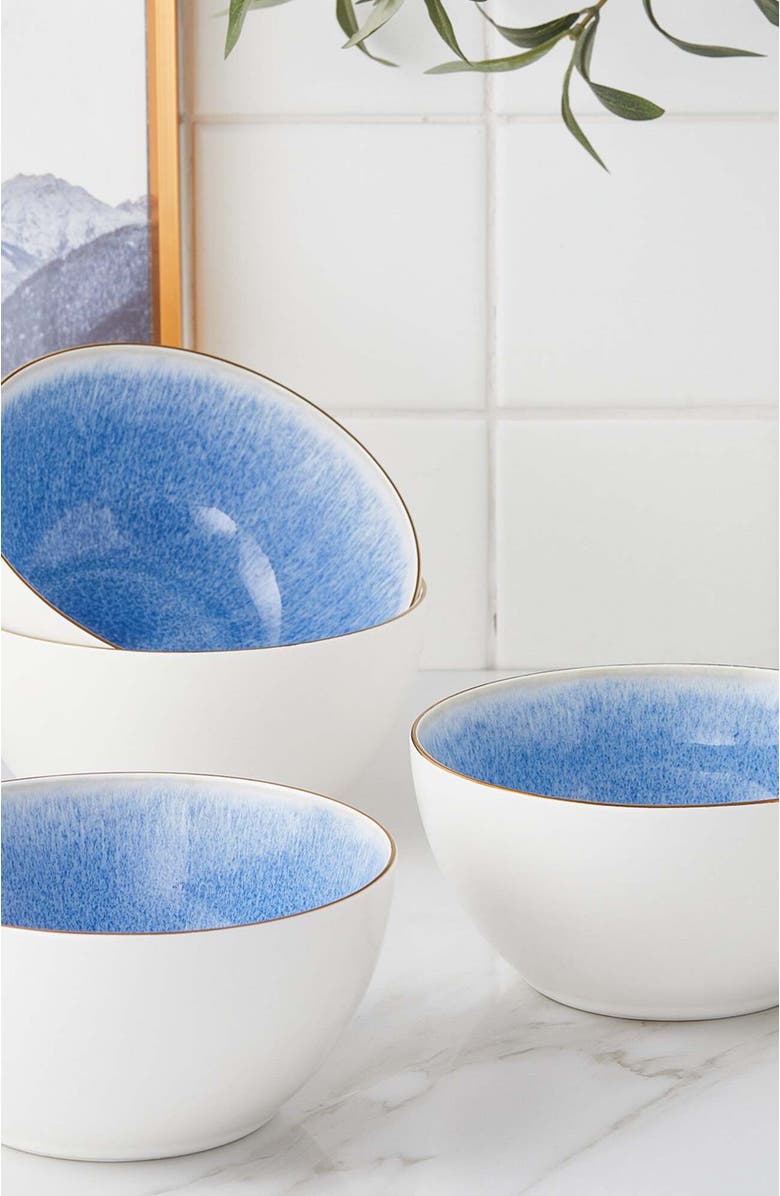 Stone Lain Josephine Porcelain 4-Piece Bowl Set, Alternate, color, Blue