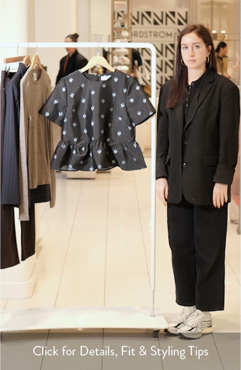 Floral Jacquard Peplum Top, sales video thumbnail