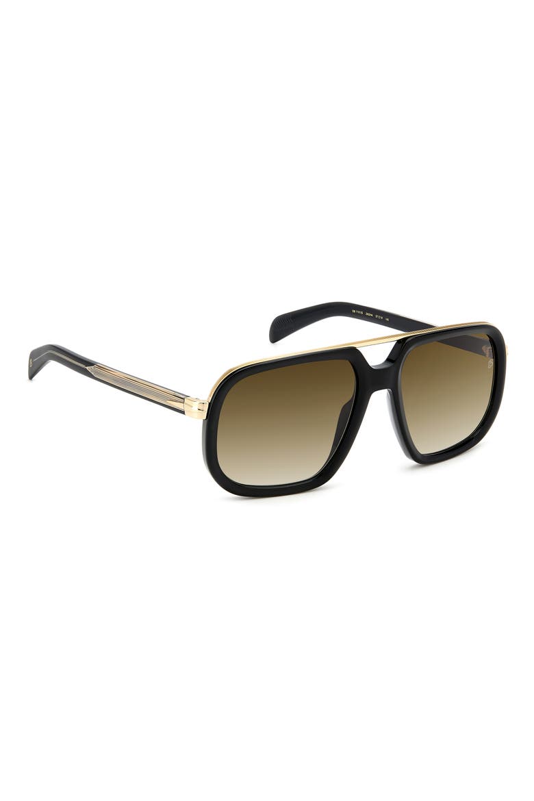 57mm Square Sunglasses, Alternate, color, BLACK GOLD