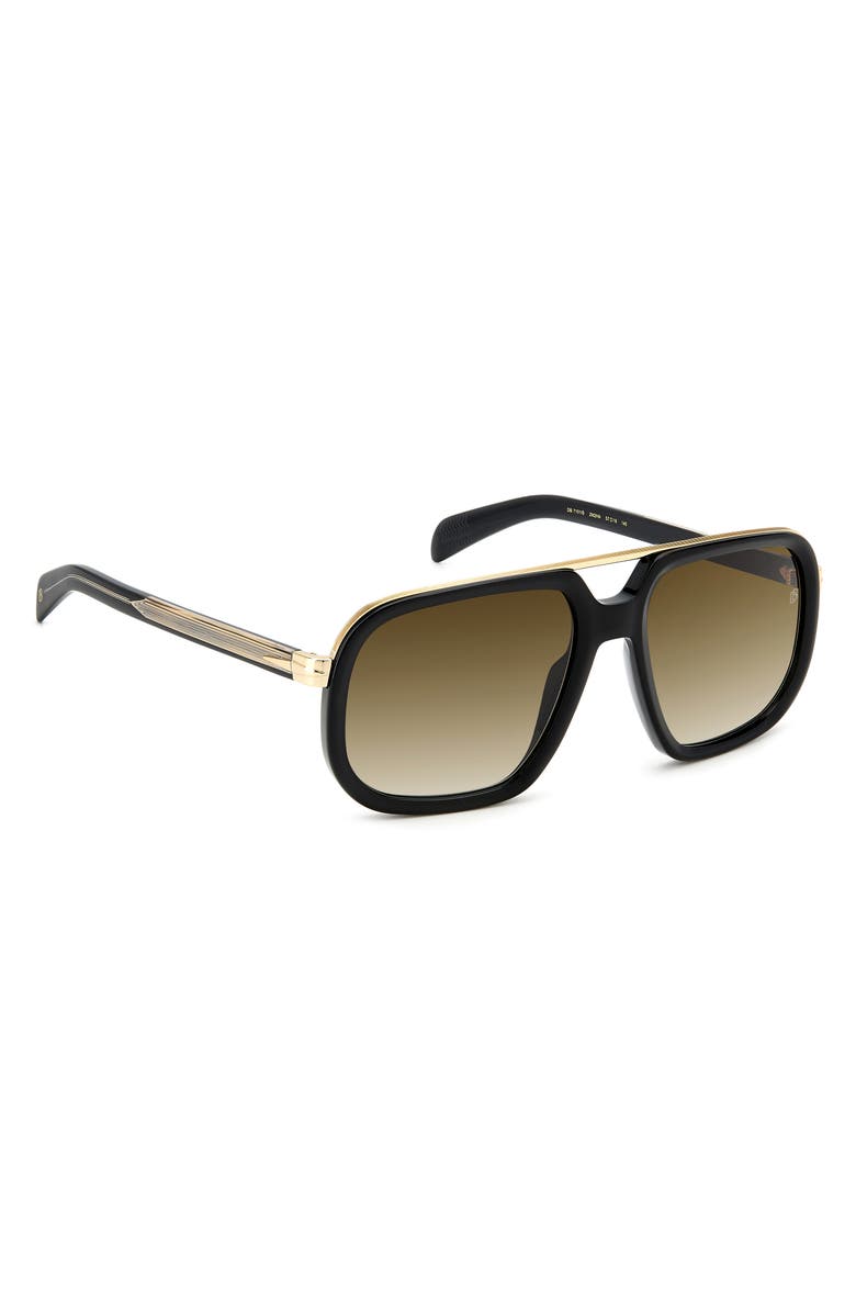 David Beckham Eyewear 57mm Square Sunglasses, Alternate, color, Black Gold