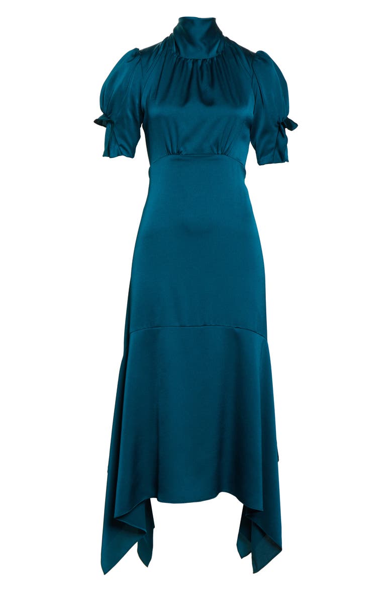Ruffle Puff Sleeve Dress, Alternate, color, TEAL