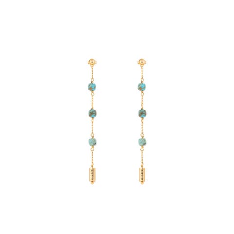 Women's Turquoise Mantra Gold Plated Drop Earrings - Serene Intentions