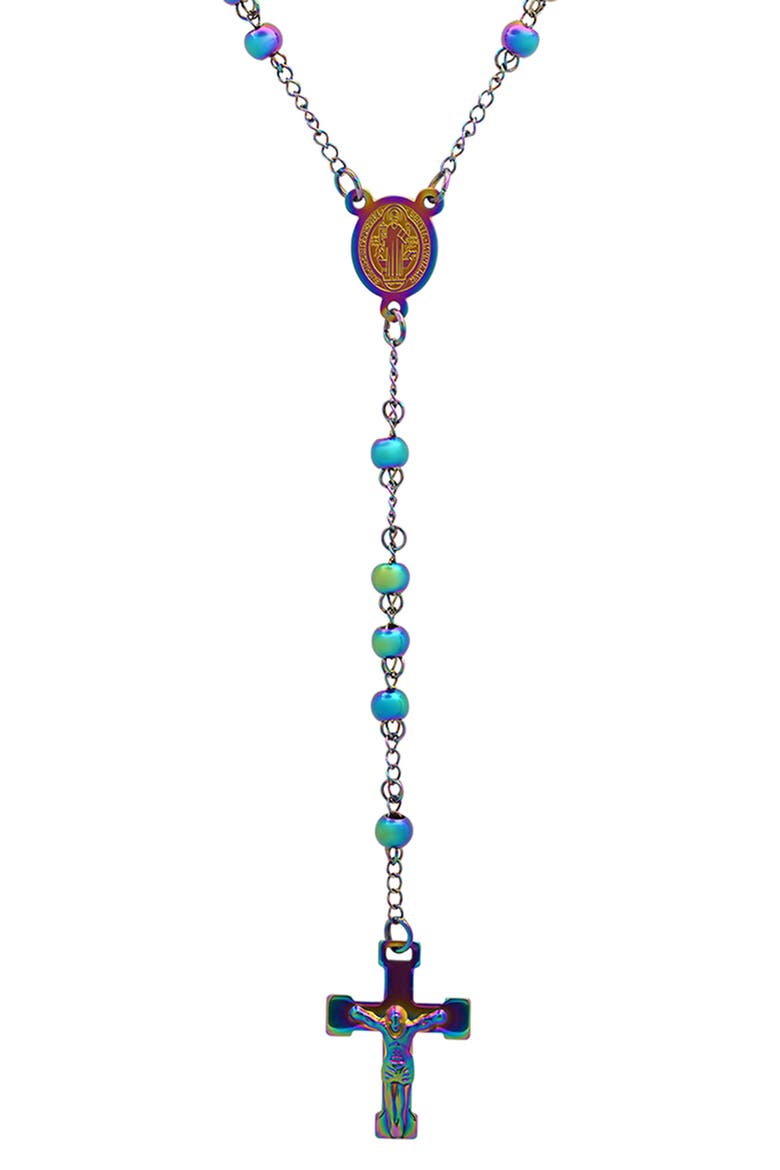 Men's Rosary Crucifix Necklace, Main, color, MULTI