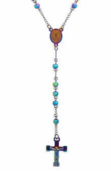 STEELTIME Men's Rosary Crucifix Necklace