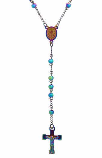 STEELTIME Men's Rosary Crucifix Necklace