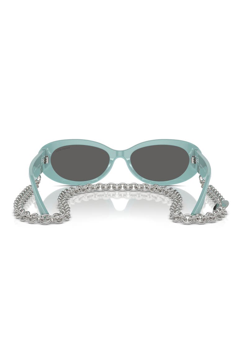 54mm Oval Sunglasses with Chain, Alternate, color, BLUE GREY