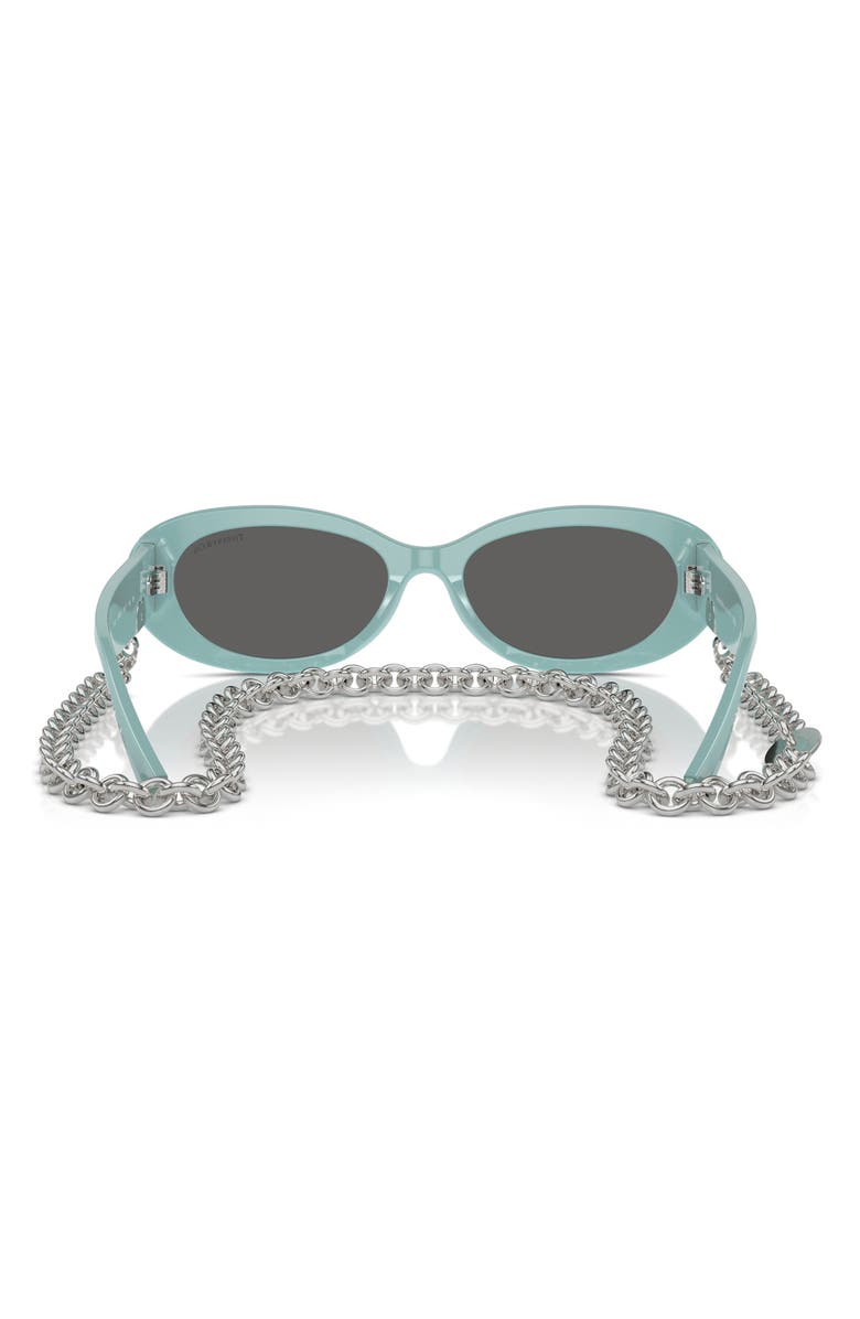 Tiffany & Co. 54mm Oval Sunglasses with Chain, Alternate, color, Blue Grey