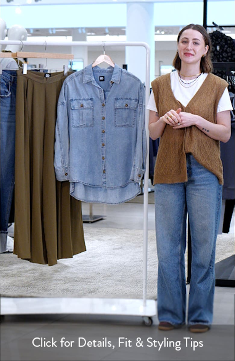 Abigail Oversize Cotton Blend Button-Up Shirt, sales video thumbnail