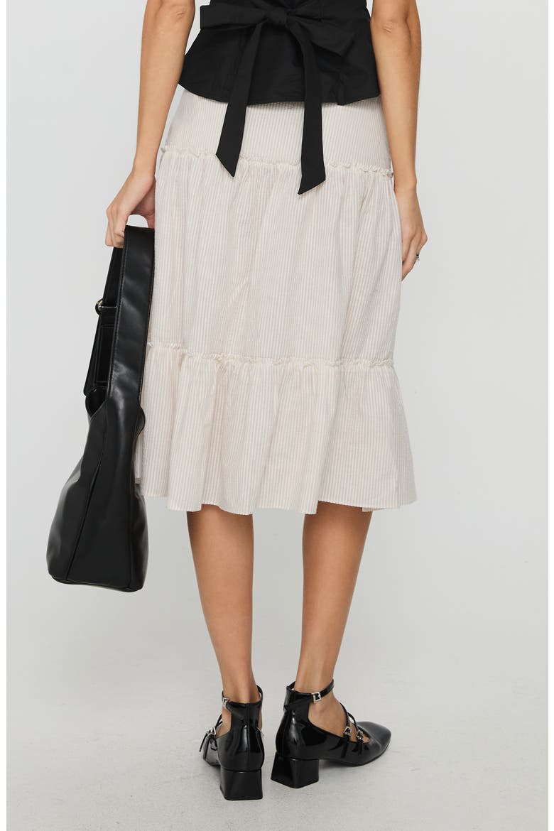 Cascades Stripe Tiered Cotton Skirt, Alternate, color, BEIGE / WHITE STRIPE