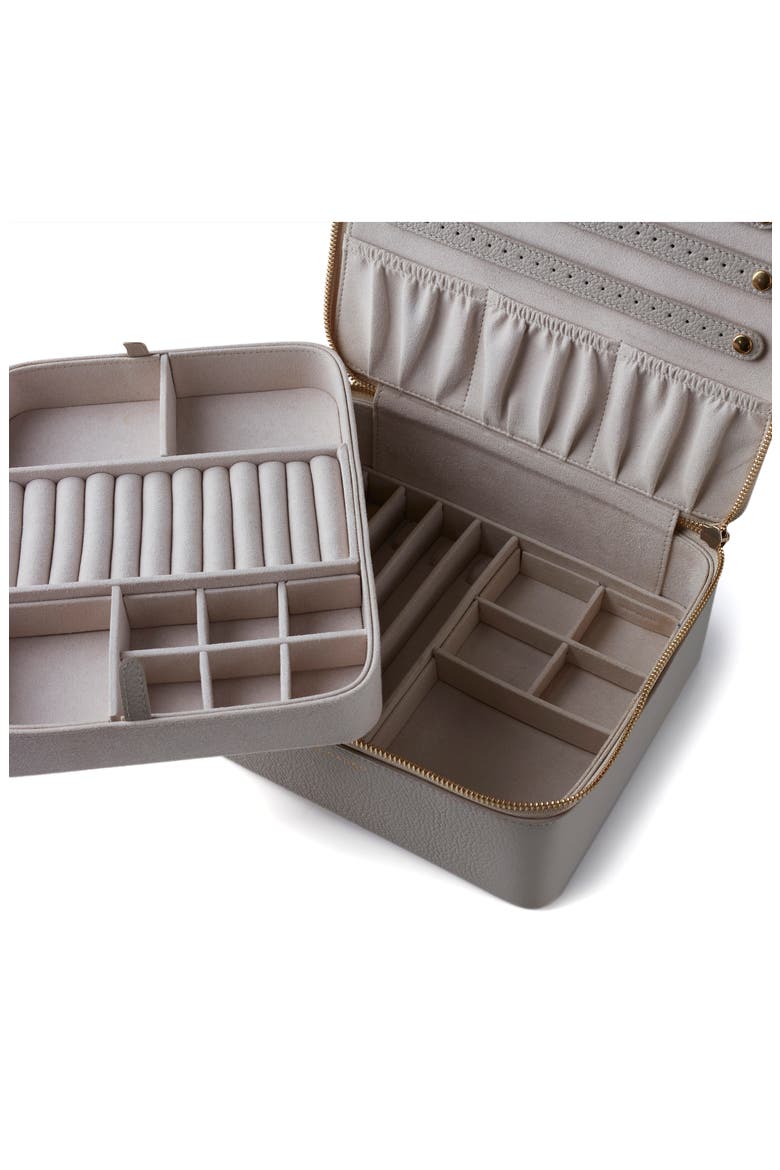 Extra Large Leather Jewelry Case, Alternate, color, PEBBLE GREY