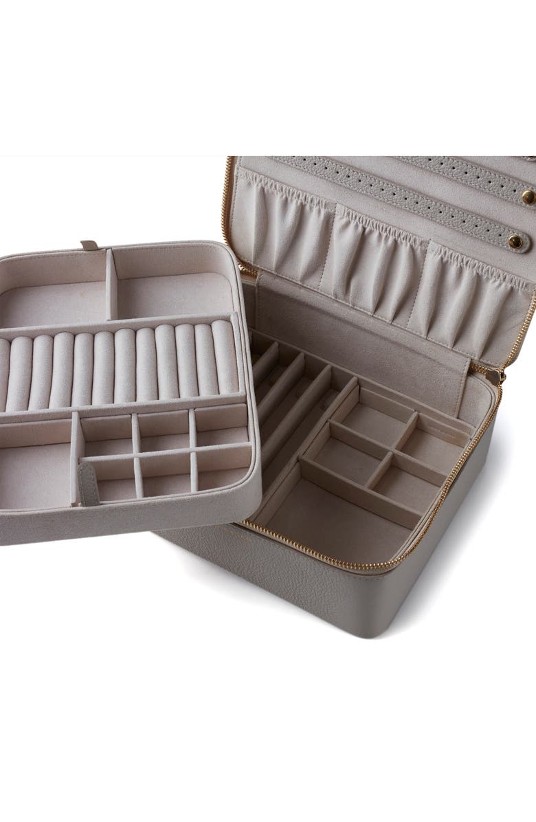 Monica Vinader Extra Large Leather Jewelry Case, Alternate, color, Pebble Grey