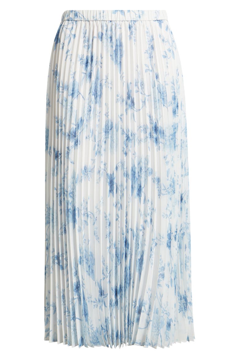 Pleated Midi Skirt, Alternate, color, CRISP WHITE/BLUE