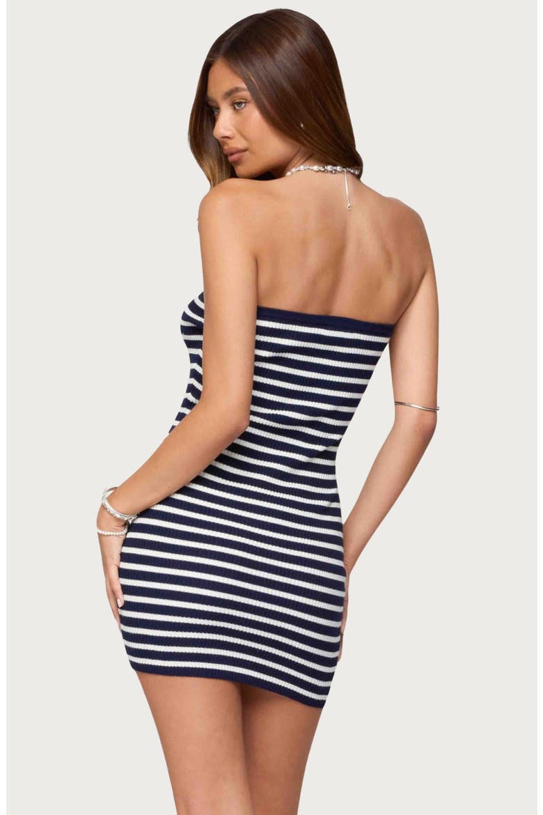 Parisa Stripe Strapless Rib Sweater Minidress, Alternate, color, NAVY-AND-WHITE