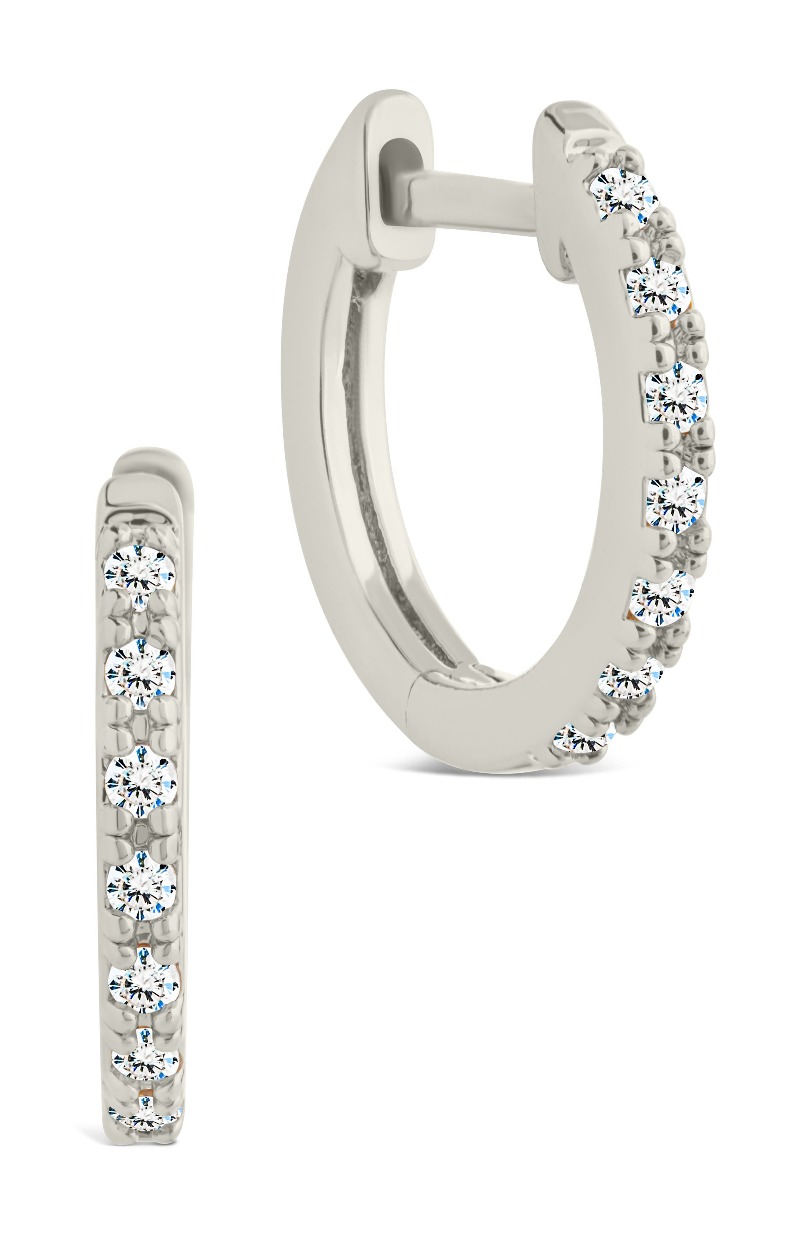 Sterling Forever Dainty Cubic Zirconia Huggie Hoop Earrings