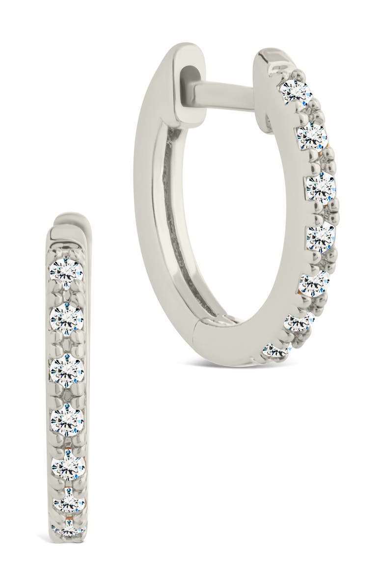 Sterling Forever Dainty Cubic Zirconia Huggie Hoop Earrings, Main, color, Silver