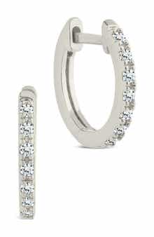 Sterling Forever Dainty Cubic Zirconia Huggie Hoop Earrings