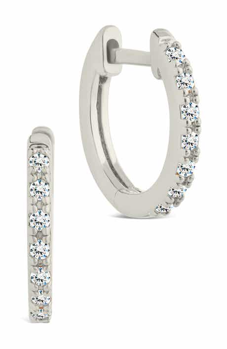 Sterling Forever Dainty Cubic Zirconia Huggie Hoop Earrings
