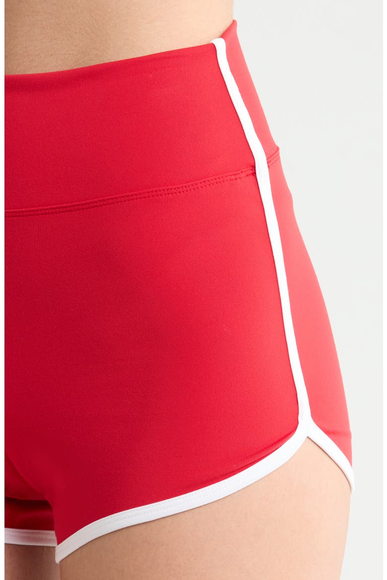 Sporty High Waist Shorts, Alternate, color, CHERRY/WHITE
